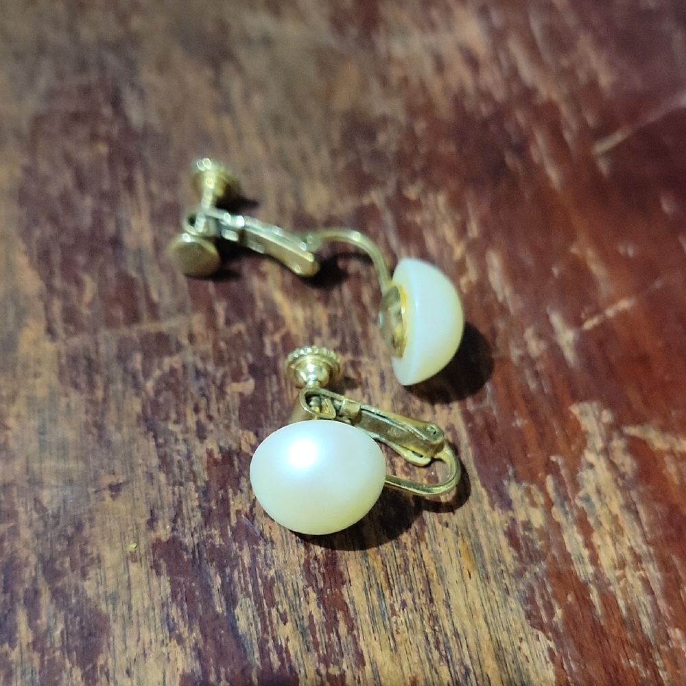 Elegant Gold and Faux  Pearl Clip-On & Screw Back Earrings